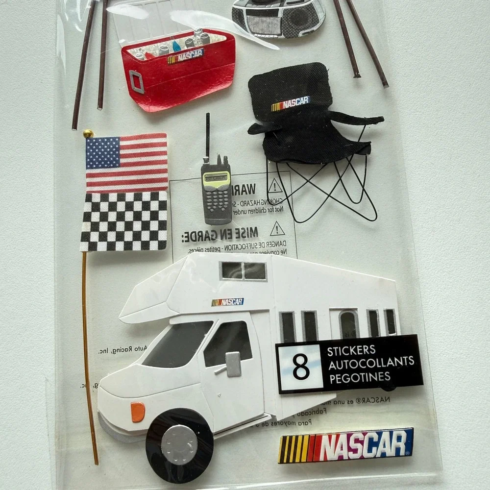 NASCAR EK Success Jolee's Boutique 3D Camper Tailgate Stickers 8pc NASJB03 NEW